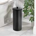 iDesign Freestanding Bathroom Toilet Paper Storage Holder with Lid for 3 Extra Rolls, Matte Black