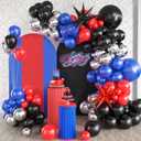 Red Blue Black Balloon Arch Kit, Blue and Red Balloon Arch Kit, Blue Black Balloons Garland with 22 Inch Star Foil Balloons for Men Boys Birthday Baby Shower Graduation Party Decorations
