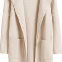 ANRABESS Womens Cardigan Sweater Open Front Knit Long Coatigan Dressy Casual Jacket Coat 2025 Fall Outfits Classy Clothes (Medium, Beige)