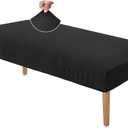 NeColorLife Dining Bench Cover Stretch Jacquard Fabric Thick Cushion Protector for Living Room,Bedroom,Medium Size,Black