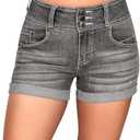 roswear Women's High Waisted Stretchy Denim Shorts Cuffed Jean Shorts Size XL
