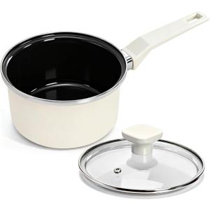 ZOOFOX Ceramic Sauce Pan with Lid, 1.5 Quarts Nonstick Small Cooking Pot with Stay-Cool Handle, Kitchen Non Toxic Soup Pot for Multipurpose Use, PTFE, PFOA and PFAS Free, Compatible All Stovetops