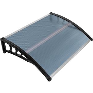 MATICO 47.2" Outdoor Clear Door Awning Patio Window Cover Polycarbonate Rain & Snow Protection, Modern Hollow Sheet with UV Protection Cover, Window Door Awning Canopy, Gray/Black-Edge