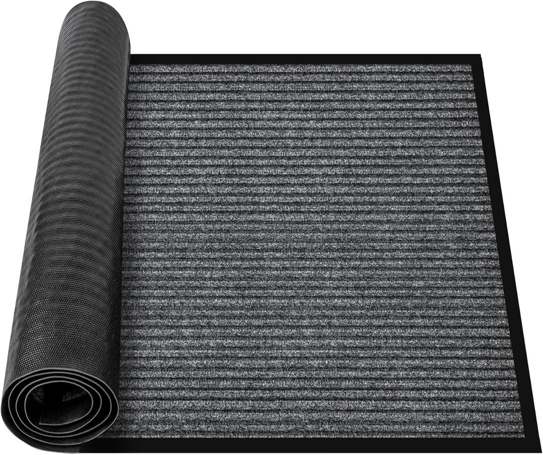 MYFAMIREA Commercial Floor Mat 2' x 3' Extra Large Front Door Industrial Rug Heavy Duty Brush Step Entrance Mat Weather Utility Rug with Non Slip Rubber Backing Low Profile for Entryway, Charcoal Grey