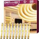 EMITEVER COB LED Strip Lights Warm White, 3000K Tape Light Premium High Density, DC 24V, 360+Lumens/ft, 2560LEDs/Spool, Ra 90+, 16.4ft/5m, UL Listed 5 Year After-Service (power supply sold separately)