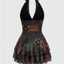 Verdusa Women's Western Dress Ruffle Halter Mini Dresses Embroidery Country Concert Outfits Cowgirl (S)