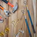 VOVCIG 2 PCS Ladder Pull Down System Kit, Attic Pull Down Hook, Telescopic Extension Pole, Extension Length 15-60 Inches (Bright copper)