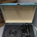 Record Player 3 Speed Bluetooth Portable Suitcase Vinyl Player with Built-in Speakers Turntable Enhanced Audio Sound PU Leather Vintage