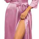 Ekouaer Silk Robes for Women Long Satin Bride Bridesmaid Wedding Party Robes Lightweight Sexy Sleepwear with Pockets, L