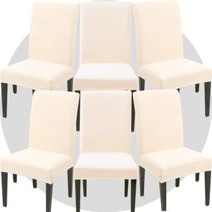 Stretch Chair Covers Slipcovers Set of 6 Off White Stretchable Dining Chair Slipcover Washable Removable for Kitchen,Hotel,Restaurant