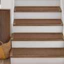 RIOLAND Carpet Stair Treads for Wooden Steps Indoor 9" x 36" Non Slip Stair Runner for Wood Stair Peel and Stick Stair Rugs for Kids Elders and Dogs, Brown 15 Pack