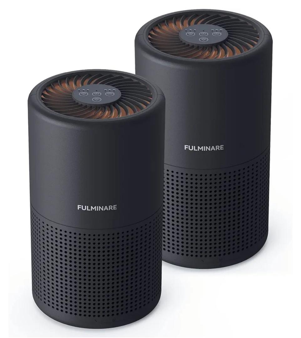 FULMINARE Air Purifiers for Bedroom H13 True HEPA Air Filter Quiet Air Cleaner With Night Light Portable Small Air Purifier for Home, Office, Living Room (Black 2 Pack)