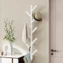 Vlush Wall Mounted Metal Coat Rack with 9 Hooks Modern Minimalist Coat Racks, Upright hat rack for wall for Hanging Clothes, Hats, Hanging Bags and Scarves Entrance Wall Iron Coat Rack (White) (37.8"L)