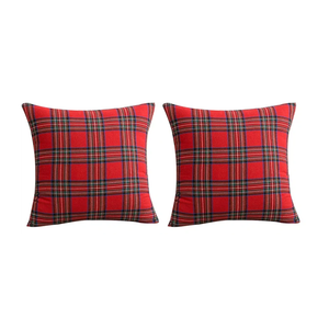 Softalker Christmas Pillow Cover 18x18 Set of 2 - Red Tartan Checkered Throw Pillow Cover, Farmhouse Buffalo Plaid Xmas Decorative Cushion Case for Couch Sofa, Christmas Holiday Decor