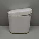 ELPHECO Bathroom Trash Can with lid 2.5 Gallon Waterproof Motion Sensor Wastebasket, Automatic Trash Bin Bathroom Decor for Bedroom and Office White with Golden Trim