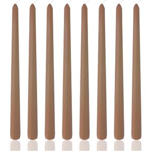 8 Pack 10 Inch Brown Taper Candles for Dinner Home Decor Wedding Shower