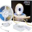 MIWISE COB LED Strip Light 20ft/6.1m,CRI 90+ Natural White 4000K High Lumen Dimmable Super Bright Flexible DC24V LED Tape Light with Controller/Dimmer,for Cabinet Home Office DIY Lighting Projects