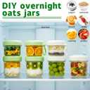 LKTKJDS On the Go Yogurt Parfait Snack Cup 26 oz with Spoon & Lid, 100% Leak Proof Granola Holder for To Go Breakfast Cereal Fruit Overnight Oats Container Reusable, Travel Hiking Camping 2 Pack (White and green Oatmeal Cup)