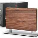 Xinzuo Magnetic Knife Block, Natural Walnut Knife Holder Stand for Counter Top,with Strong