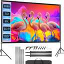Outdoor Projector Screen with Stand, SCREENMAX 100 inch Foldable Projector Screens with Portable Carry Bag, 16:9 4k HD Rear Front Wrinkle-Free Projection Screen for Movie Night and Indoor Home Theater