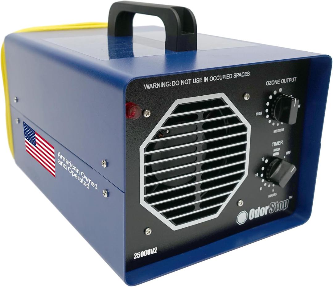 OdorStop OS2500UV2 Professional Grade Ozone Generator/UV Air Purifier for Areas of 2500 Square Feet+, For Deodorizing and Purifying Medium Occupied Spaces Such as Garages and Basements