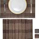 ANDSTAR Set of 8 Pcs Bamboo Placemats Natural Anti-Slip Bamboo Placemats Washable Heat-Resistant Table Mats for Dining Room and Kitchen(Coffee+White+Black)