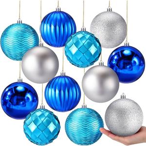 GANGLIAN 36 Pcs Christmas Ball Ornaments Navy Blue/WhitChristmas Ornaments Set for Valentine's Day Decorations Shatterproof Xmas Decorations Ornaments Bulk Balls 2.36" Hanging Decor for New Year Party