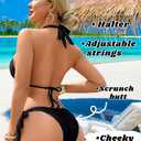 EHSUYAB Women Sexy Crystal Rhinestone Bikini Set, Halter Triangle 2 Piece Swimsuit, High Cut Scrunch Butt Cheeky Bathing Suit