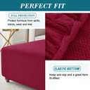 HFCNMY Stretch Knitted Jacquard Ottoman Cover - Thick Washable Slipcover for Square Storage Ottoman With Elastic Bottom - Red X-Large