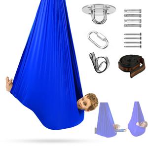 Satisure Sensory Swing, Therapy Swing for Kids & Adults, Cuddle Swing Indoor Outdoor, Swing Hammock for Child with Disorders, Autism, ADHD, Anxiety, Pod Swing Chair - 110" x 59"