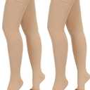 2 Pairs Compression Stockings for Women & Men, 20-30mmHg Thigh High Compression Socks, Open Toe Medical Compression Socks with Silicone Dot Band-Best Support for Nursing Sports Varicose Veins, Medium