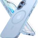 Miracase Magnetic for iPhone 17 Case (Compatible with MagSafe) with Screen Protector Military-Grade Protection, Anti-Fingerprint Translucent Matte Phone Cover for iPhone 17 6.3 inch, Light Blue