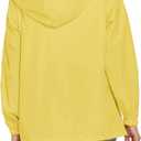 Avoogue Womens Waterproof Raincoat Lightweight Breathable Rain Jacket Hooded Rain Coat Outdoor Active Windbreaker with Pocket (Yellow, L)