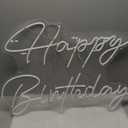 30" x 21" Happy Birthday Neon Sign Large Happy Birthday LED Neon Light Signs with Dimmable Switch 12V Power Adapter for Party Wall Decoration Bar Rave Home Decor Backdrop(Cold White,30" x 21")