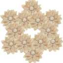 PATIKIL 2.36 in Rhinestone Chiffon Flower, 12 Pcs Fabric Flowers Rhinestone Pearl Sewing Appliques for DIY Crafts Dresses Clothing Headbands Wedding Decoration, Beige