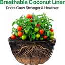 AMAGABELI GARDEN & HOME 4 Pack 15 Inch Metal Plant Hanging Baskets Planter Flower Pots Outdoor Indoor Wire Hanging Basket for Vegetable with Coco Fiber Liners for Garden Home Porch Decor