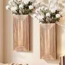 Wooden Wall Planter Vase,2 Pack Hanging Planter for Indoor Fake Plants Modern Boho Farmhouse Wall Art Decor for Home Indoor Kitchen Modern Farmhouse Bathroom Living Room Dining Room(Brown)