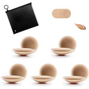 Nipple Cover Silicone Self Adhesive Bra Breathable Sticky Bras Water-Proof Reusable Backless Invisible Bra (Beige)