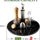 Black Marble Lazy Susan for Kitchen Counter, 16'' Marble Turntable for Dinning, Lazy Susan Organizer for Cabinet, Serving Rotation Spinning Tabletop Organizer Swiveling, Spice Rack Storage