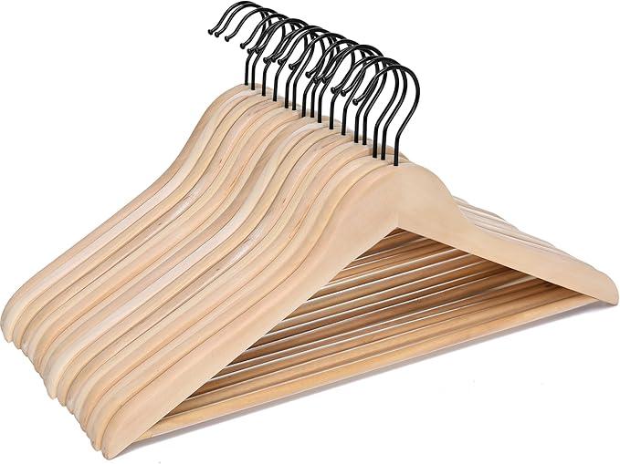 Amazon Basics Wood Suit Clothes Hangers for Closet Organizer, Natural Set of 16
