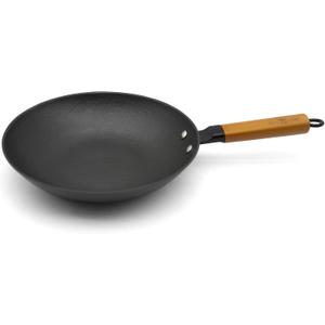 10 inch Omelette Pan, Uncoated ICH Clay Mold Cast Iron Egg Frying Pan with Wood Handle, Preseasoned Lightweight Healthy Small Skillet for All Stoves