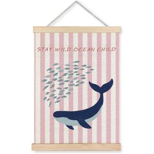 ignytiger Ocean Whale Wall Art, Stay Wild Ocean Child Wall Hanging Frame Poster Coastal Beach Decor for Kids Girl Toddler Nursery Bedroom Playroom, 12x16 Inch (YB-GUAHAU killer whale)