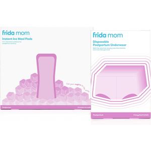 Frida Mom 2-in-1 Postpartum Absorbent Perineal Ice Maxi Pads + Disposable Underwear (Regular Boyshort) for Postpartum Care, Perineal Recovery and Cleansing After Birth