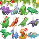 12 Pcs 12 Pcs Dino Ornaments for Christmas Tree 6'' Felt Dinosaur Hanging Ornament Cute Christmas Tree Decor Dinosaur Ornament for Holiday Themed Birthday Party Xmas Favors