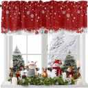 Christmas Valance Curtains Christmas Balls Christmas Kitchen Curtains Window Treatment Holiday Decor Winter Snowflakes Red Rod Pocket Valances for Kitchen Bathroom Living Room 54x18 Inch, 1 Panel