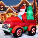 Christmas Inflatables Santa Drive Red Truck, 6.5FT Santa Monster Truck Xmas Blow up Yard Decorations with Built-in LED Lights for New Year Holiday Lawn Garden Party Outdoor Decorations