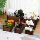 AceOrbit 6 Pcs Decorative Wood Crates for Storage Display 6 Size Rustic Nesting Crates with Handle Farmhouse Wooden Container Boxes for Wedding Bride Shower Party Market Farmers Decor(Dark Brown)