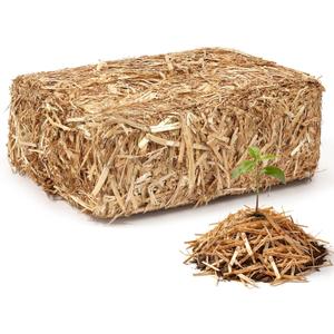 PJT Organic Garden Straw,Biodegradable Straw Mulch for Vegetable Garden,Hay for Grass Seed Covering,Mulch for Landscaping Seed Covering,Thoroughly Cleaned and Weed Seed Free(0.5 cu ft,4 lbs)