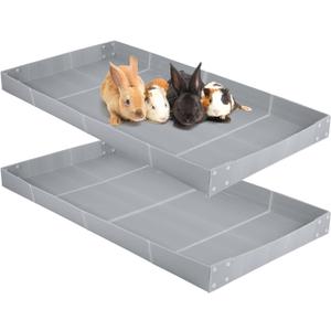 Wenqik 2 Pcs Guinea Pig Cage Liner Corrugated Plastic Cage Liner Base 2 x 4 Panel Size for Small Animals Hedgehogs Rabbits Tray, 55 x 27 Inch (Grey)