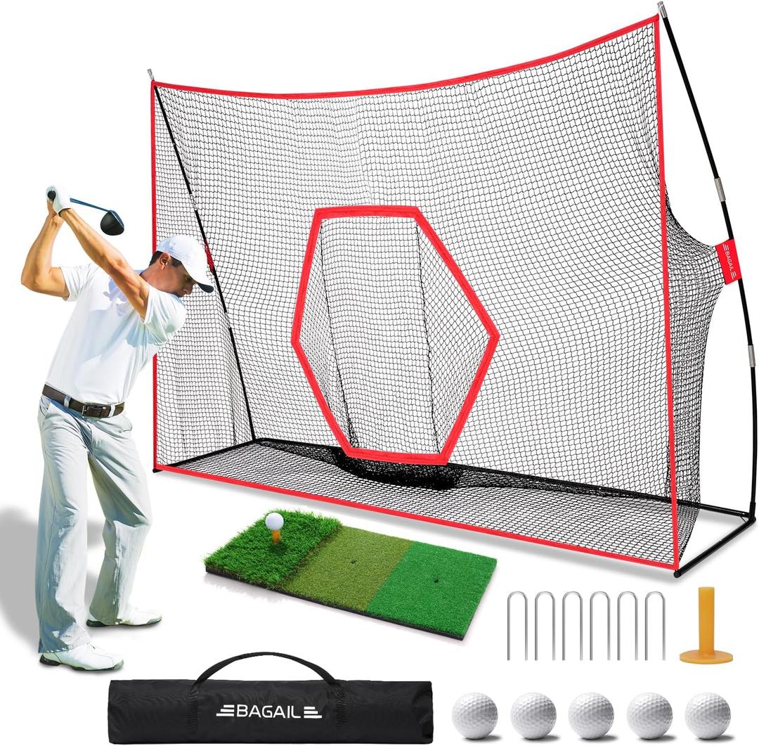 BAGAIL G9 Max Heavy Duty Golf Practice Net with Tri-Turf Mat, Portable with Carry Bag - Driving, Chipping Nets for Backyard, Outdoor, Indoor